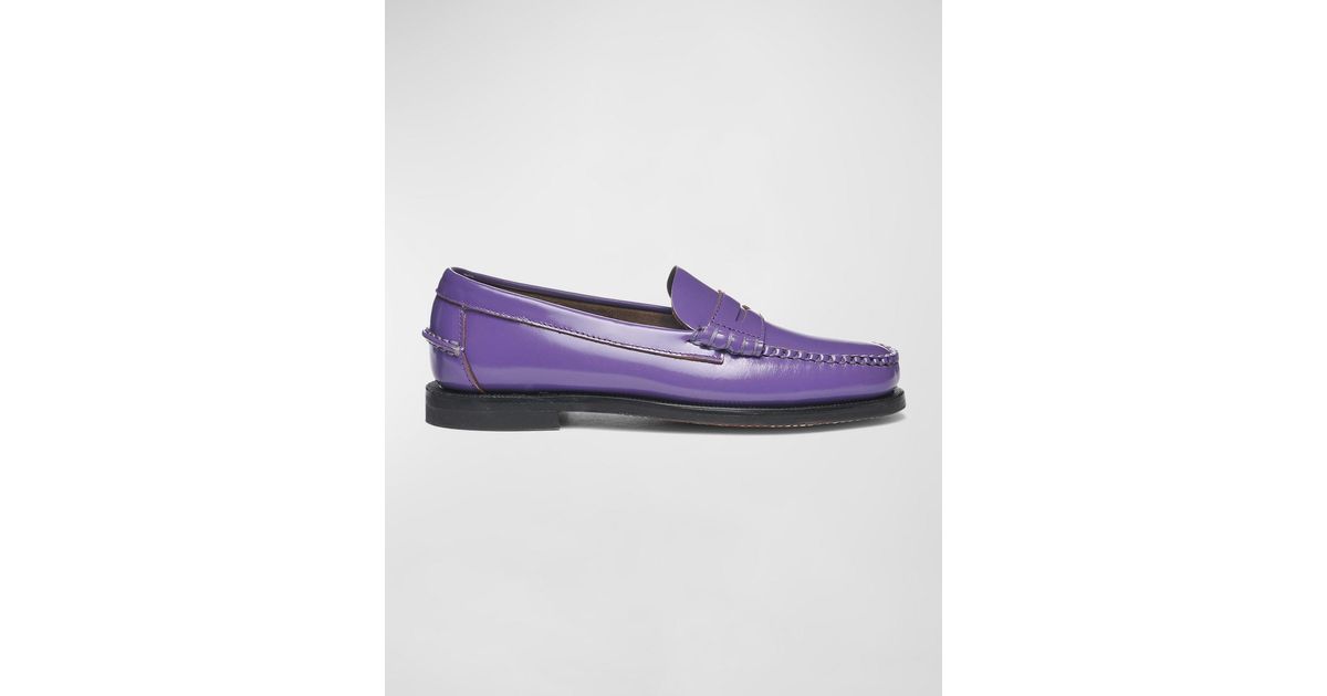 Sebago Classic Dan Leather Penny Loafers in Purple | Lyst