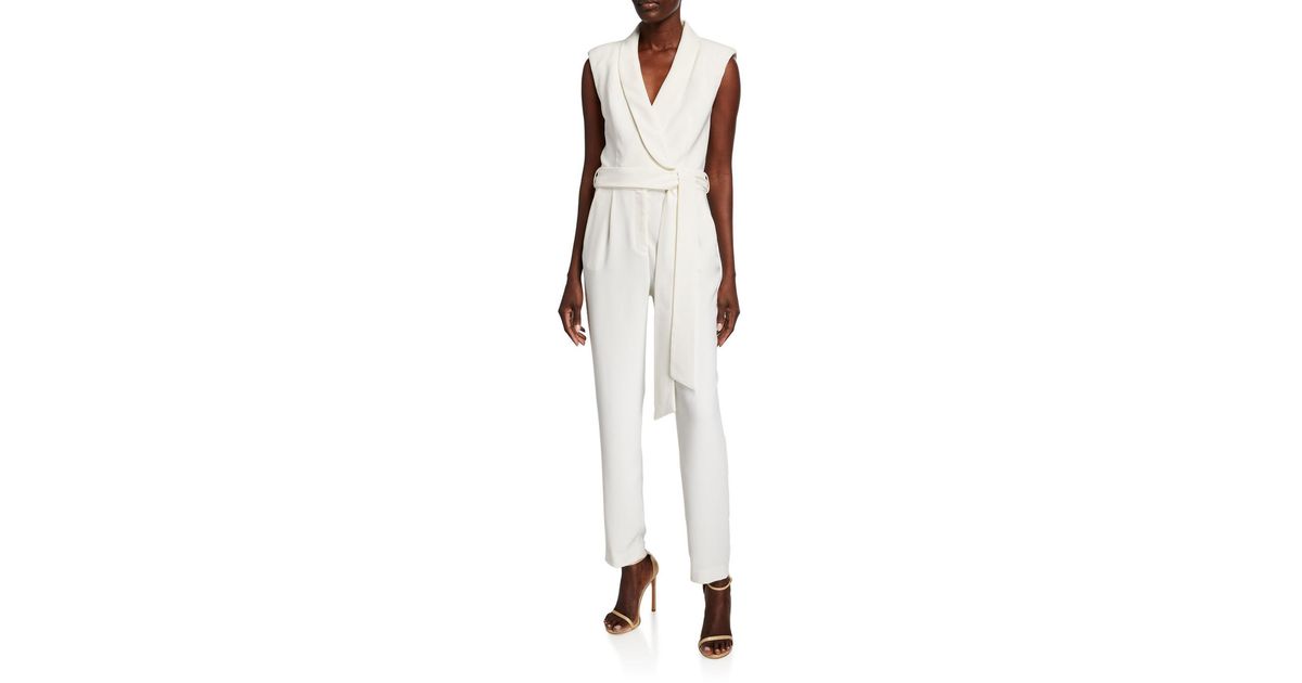 white sleeveless pantsuit