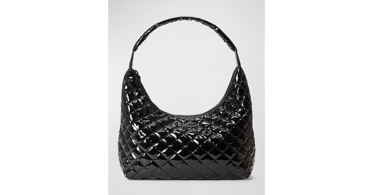 MZ Wallace Metro Quilted Patent Shoulder Bag in Black Lyst