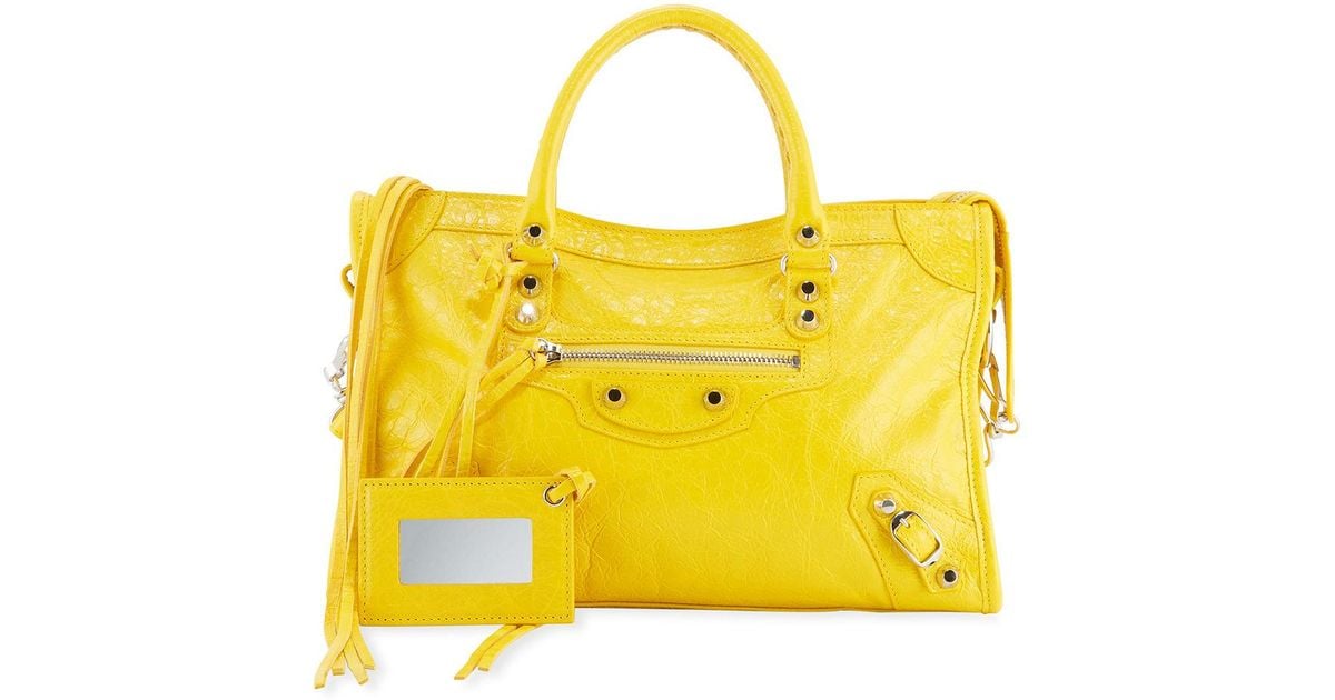 yellow balenciaga city bag