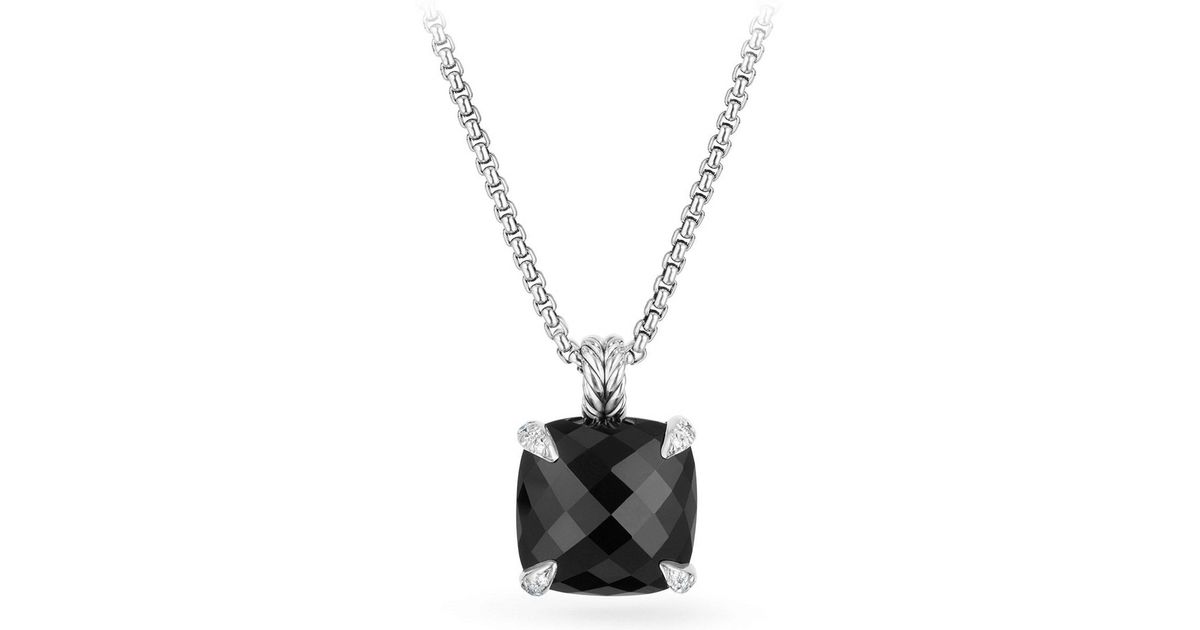David Yurman 14mm Châtelaine Onyx Pendant Necklace With Diamonds In Metallic Lyst - David Yurman Petite Pavé Pendant Necklace With Diamonds David Yurman 14mm Châtelaine Onyx Pendant Necklace With Diamonds In Metallic Lyst - David Yurman Petite Pavé Pendant Necklace With Diamonds