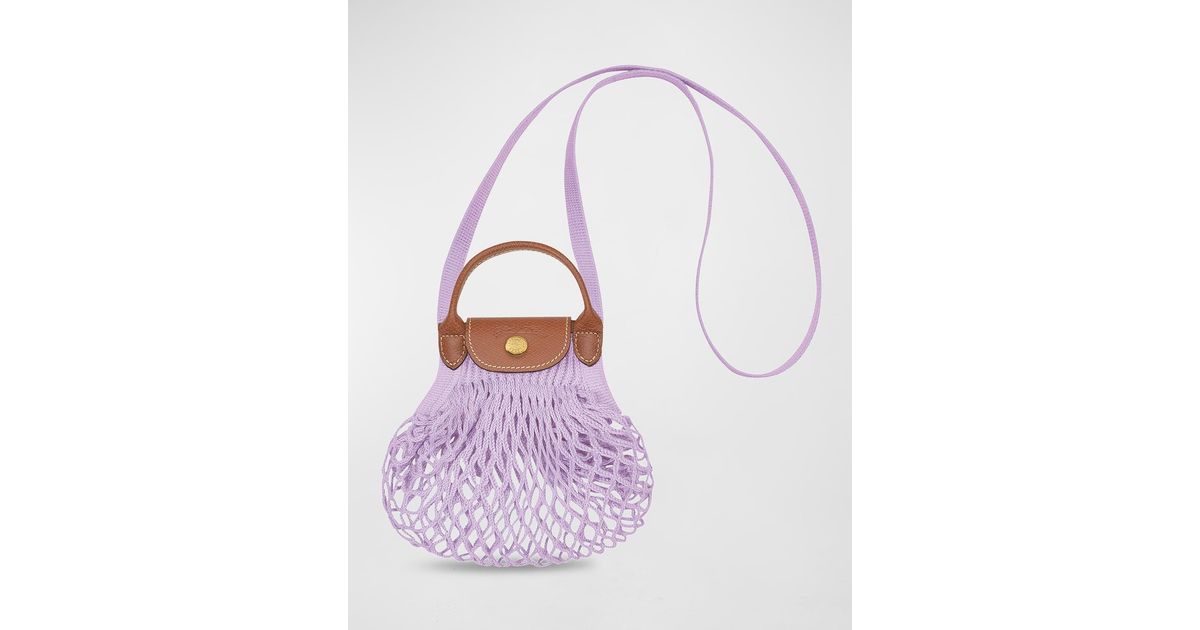 Longchamp Le Pliage Filet Xs Knit Crossbody Bag in Purple Lyst