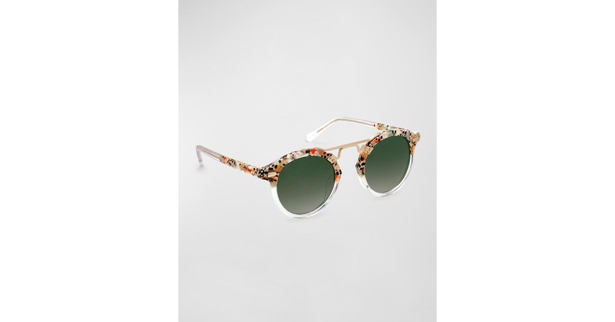 Krewe Stl Ii Twotone Acetate Aviator Sunglasses in Green Lyst