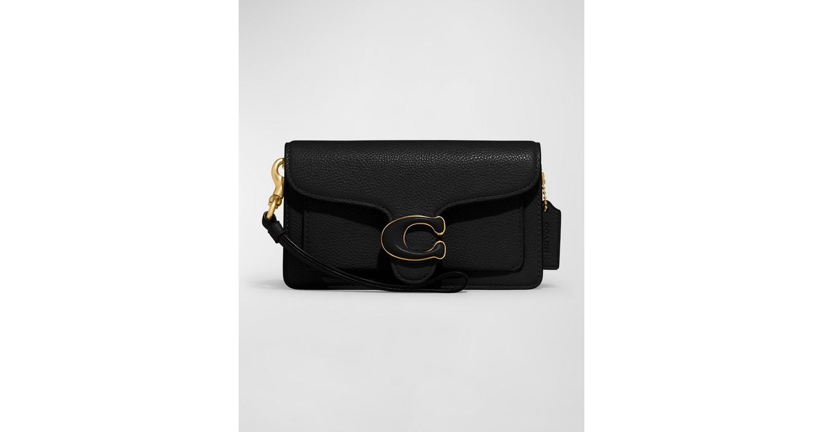 COACH Tabby Flap Leather Wristlet in Black Lyst