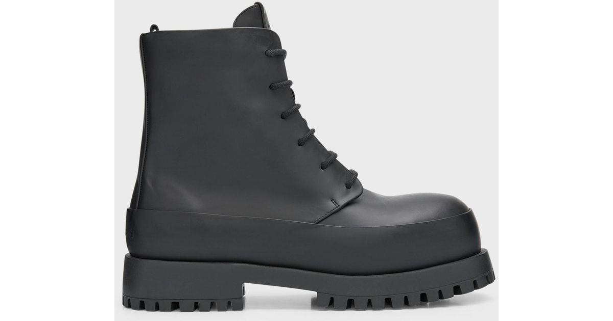 Ferragamo Lugsole Leather Combat Boots in Black for Men Lyst