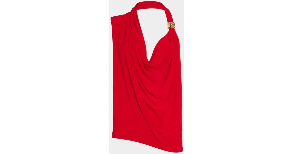 Ramy Brook Aleah Cowl-Neck Top in Red | Lyst