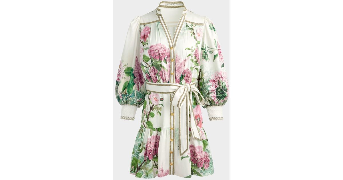 Alice & Olivia Cora Mini Shirt Dress Twisting Vines Black main image 1