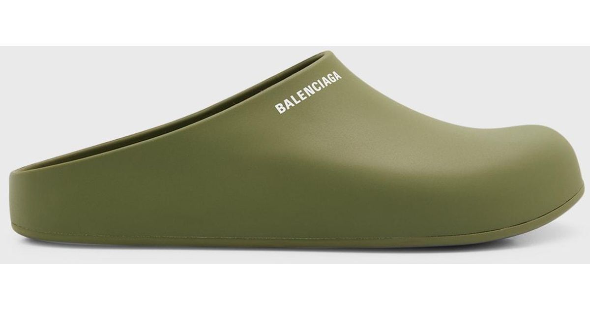 Balenciaga Logo Clog Pool Slides in Brown for Men Lyst