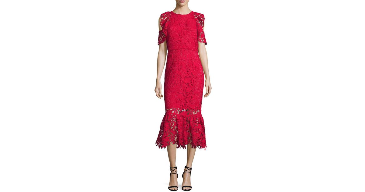 shoshanna lace midi dress
