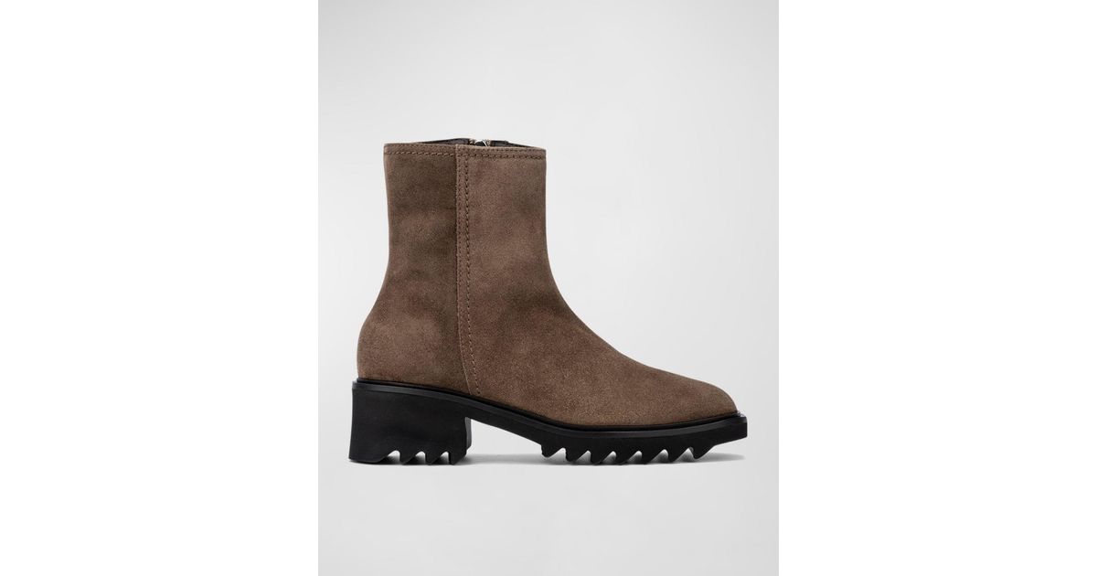 Aquatalia Saundra Suede Zip Ankle Boots in Brown | Lyst