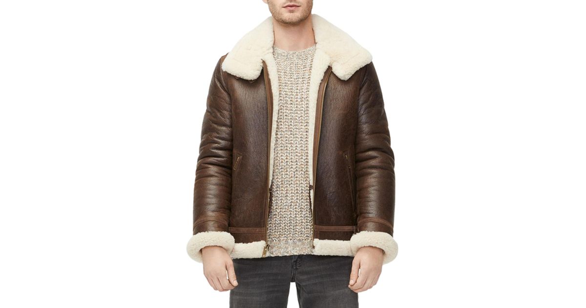 Ugg Men S Auden Shearling Lined Aviator Jacket In Brown For Lyst