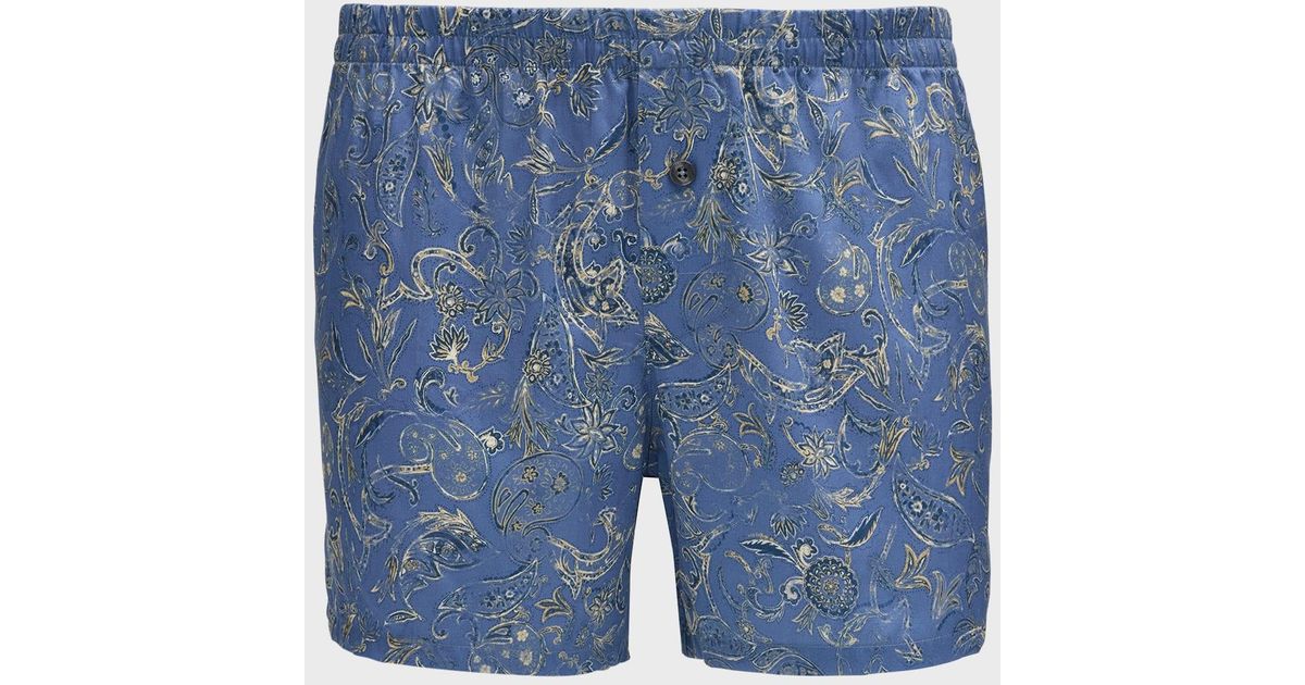 Pureness Print  Boxer Briefs - paisley blue - Zimmerli of