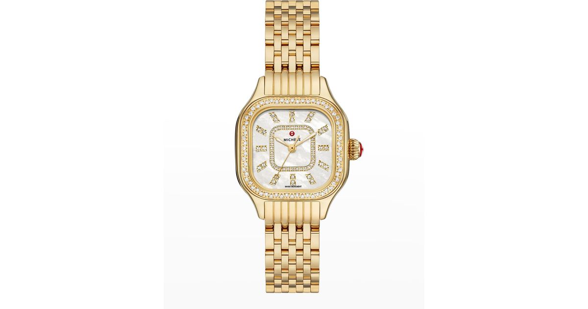 Michele Meggie Diamond Bezel And Mother-of-pearl Watch, Gold-tone in ...