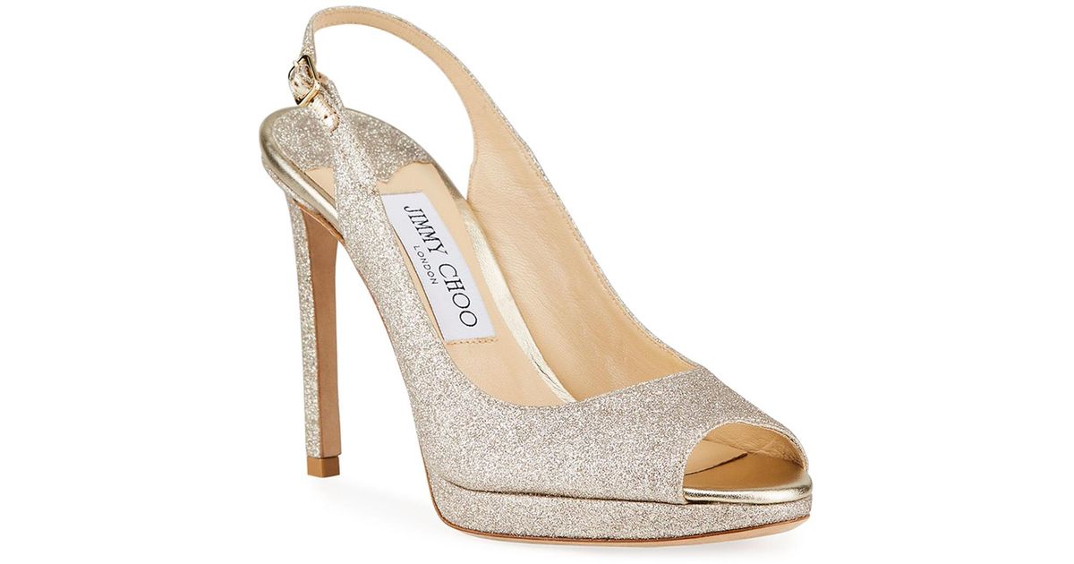 jimmy choo glitter slingback pumps