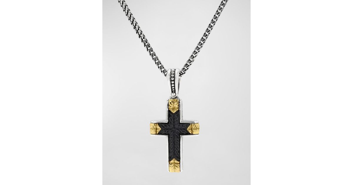 Konstantino Twotone Black Onyx Cross Pendant in White for Men Lyst