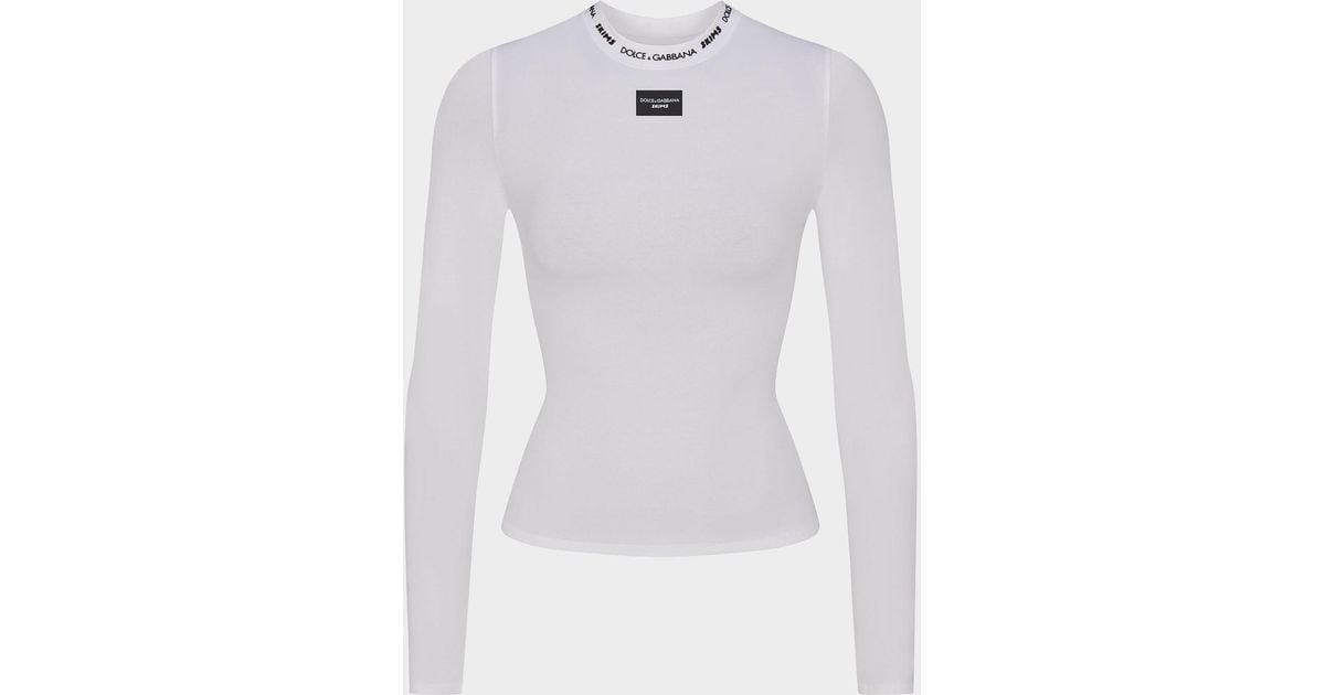 Dolce & Gabbana x SKIMS Cotton Jersey Long-Sleeve T-Shirt in White