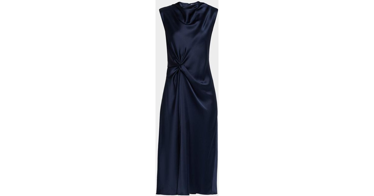 Rob Innell Tanya Taylor Robinella Draped Satin Midi Dress in Blue | Lyst