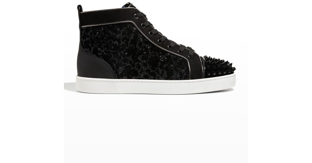Christian Louboutin Lou Spikes Flat Media High-top Sneakers in Black for Men | Lyst