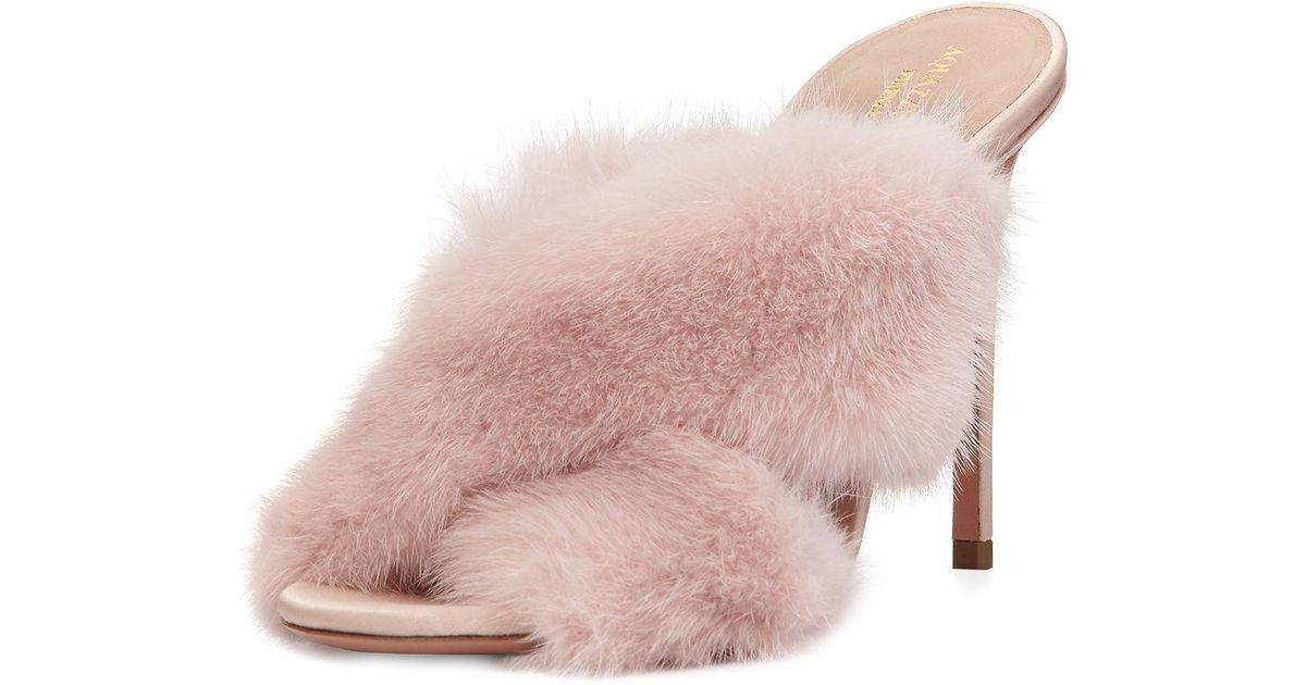 aquazzura fur mules
