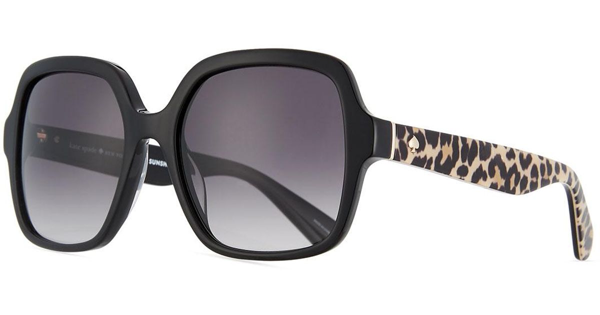 Kate Spade Katelee Square Leopardarms Sunglasses in Black Lyst