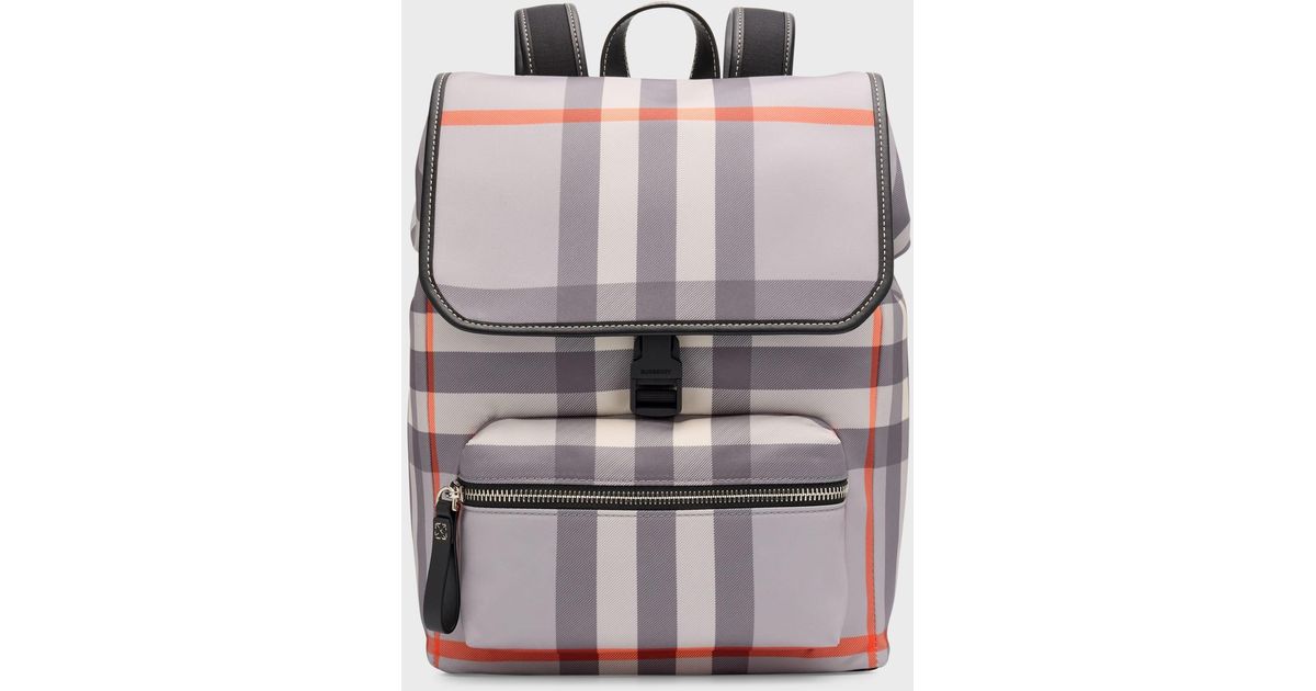 Burberry Kid's Dewey Archival Check-print Backpack in Gray | Lyst