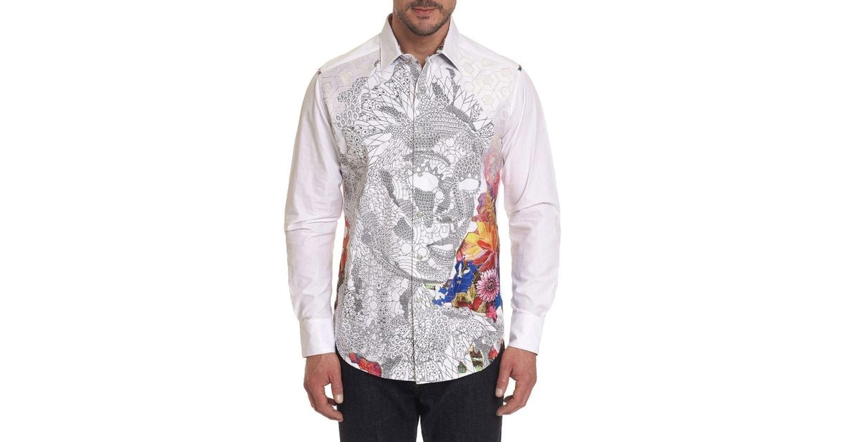 Robert Graham Mens White Desert Long Sleeve Button-Down Shirt
