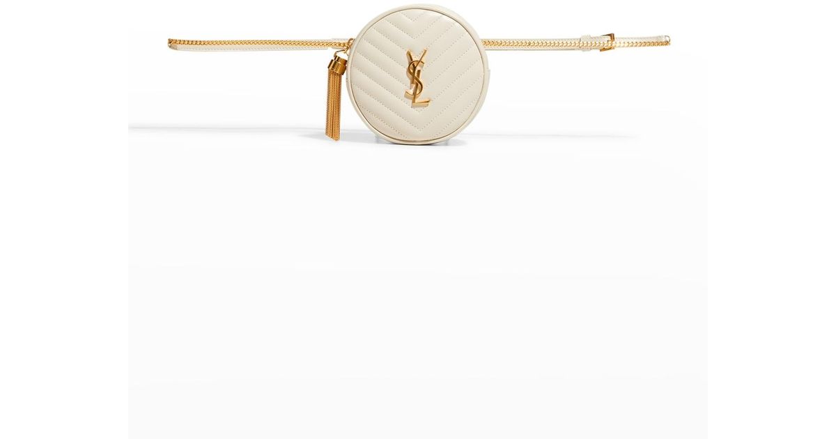 Saint Laurent Baby Ysl Quilted Round Belt Bag in White Lyst