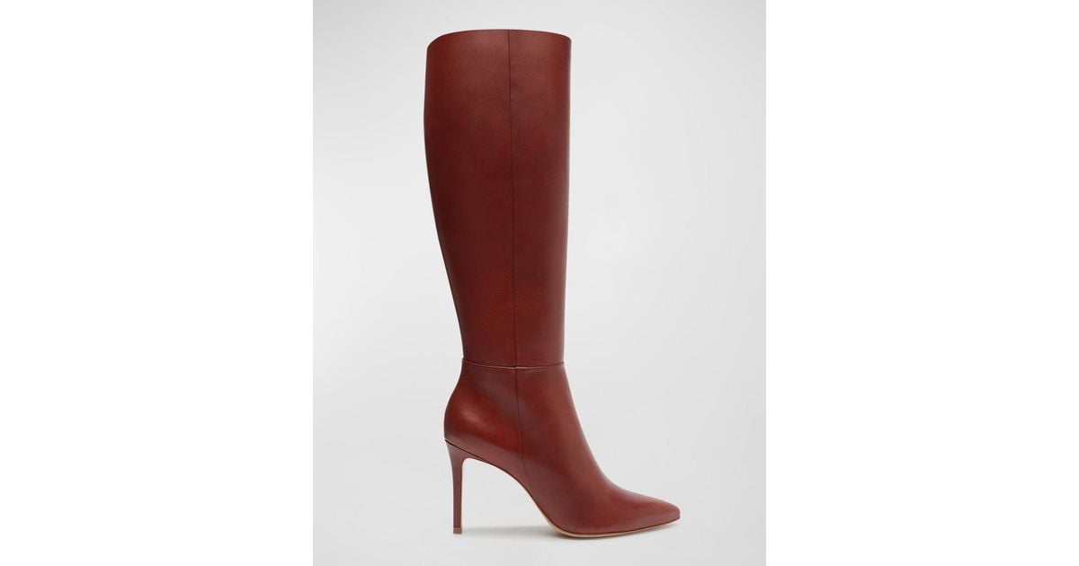 SCHUTZ SHOES Mikki Leather Stiletto Knee Boots in Red | Lyst