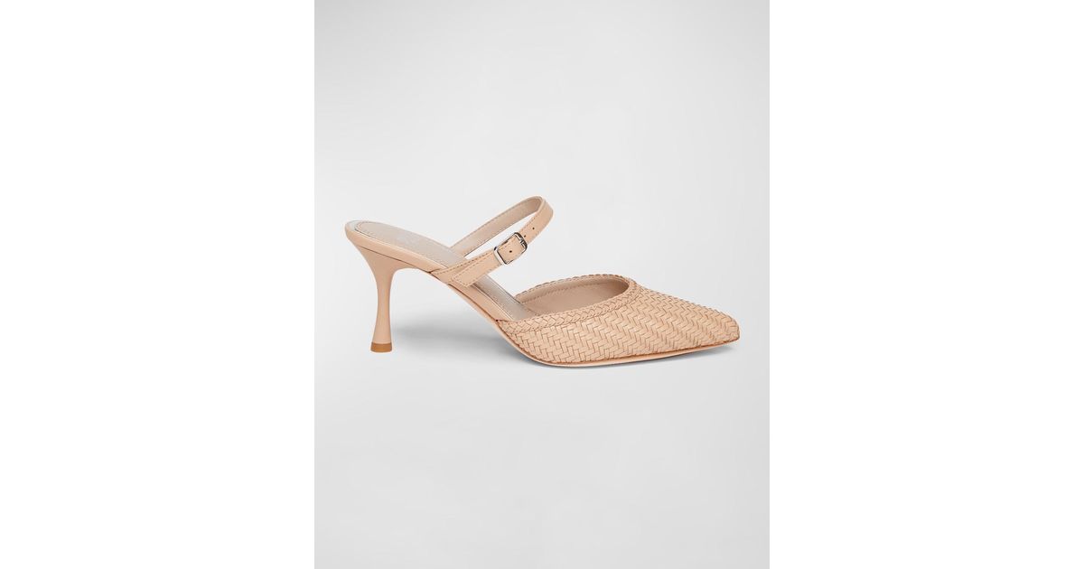 PAIGE Paulina Woven Leather Mule Pumps in White | Lyst