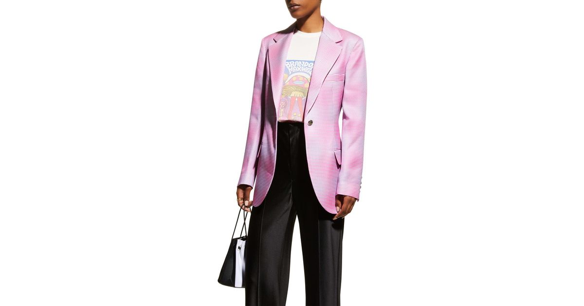 Brandon Maxwell The Jessy Gingham Oversized Blazer in Pink | Lyst