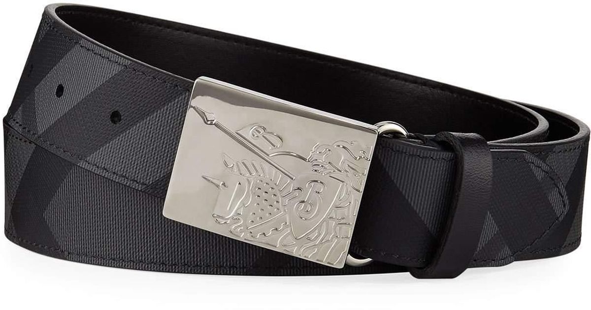 mens grey leather belt designer checks