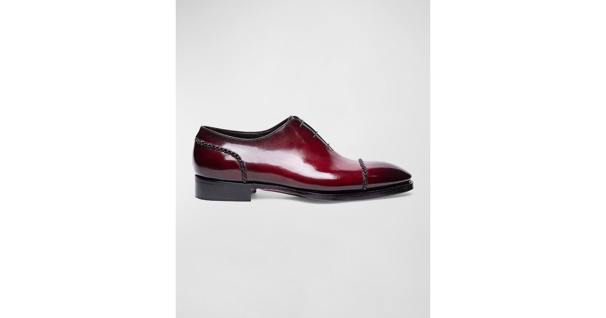 Santoni Limited Edition Pierce Leather Oxfords in Red for Men | Lyst