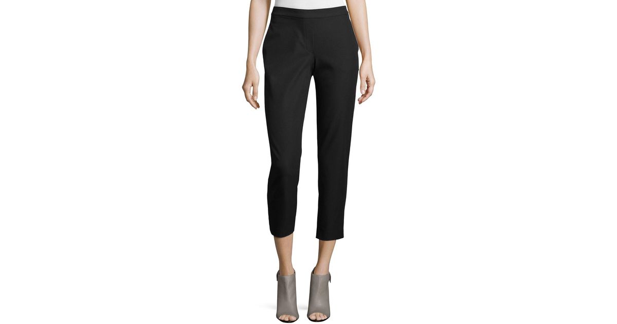 Theory Thaniel Approach Cropped Slim Pants in Black | Lyst