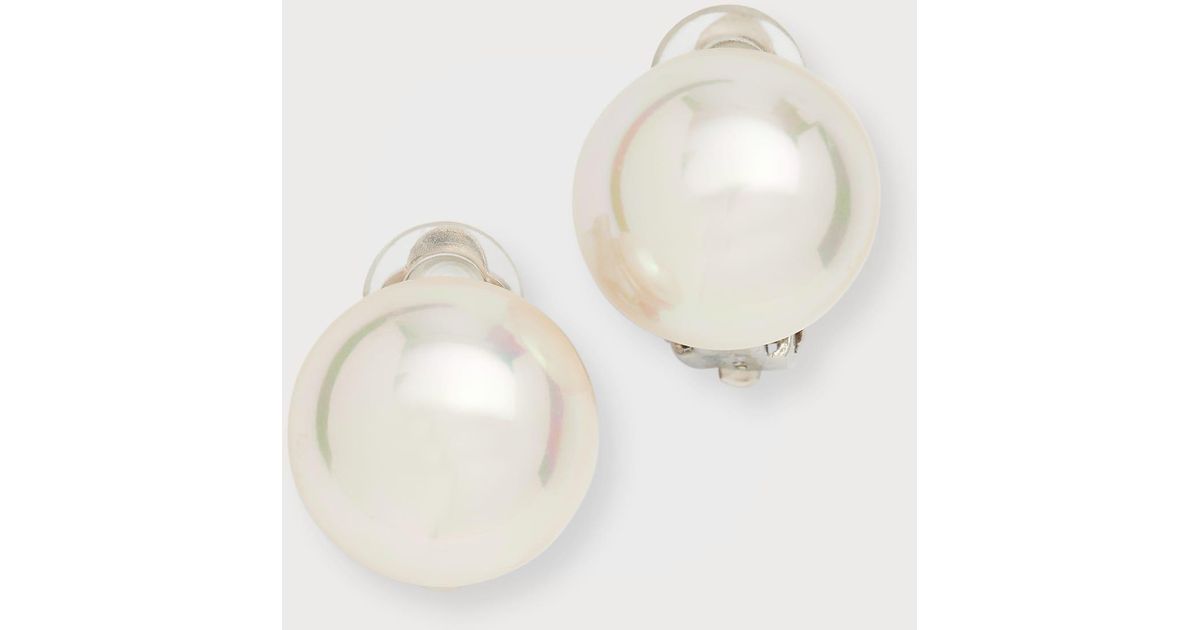 Majorica Mabe Pearl Clip Earrings in White Lyst