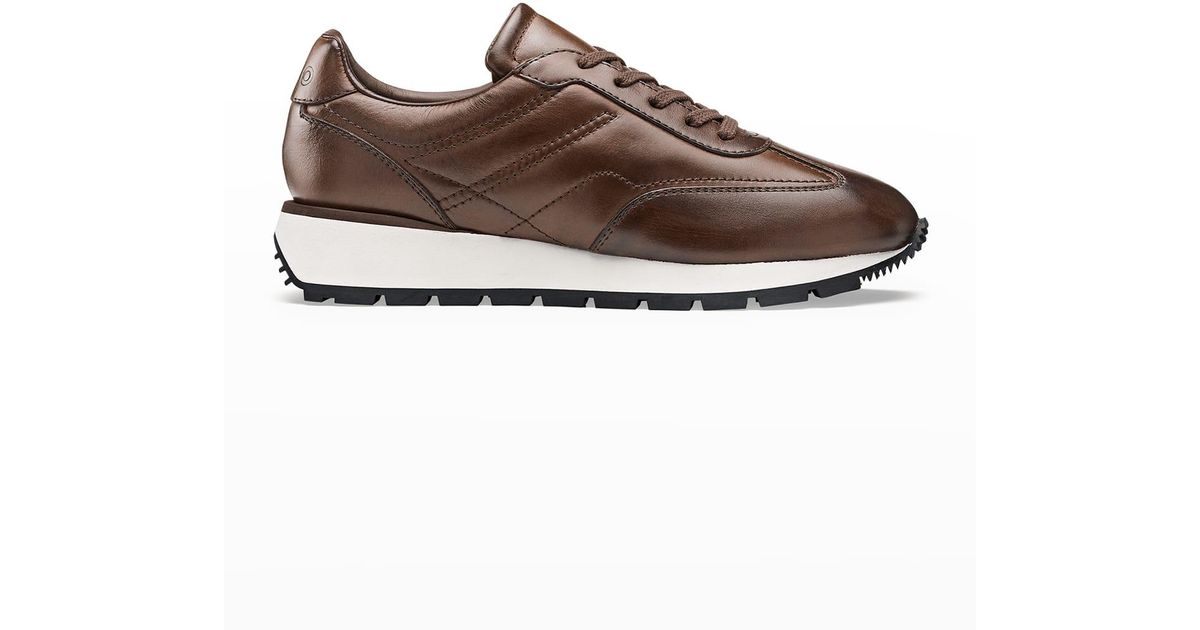 KOIO Retro Runner Leather Low-top Sneakers in Brown for Men | Lyst