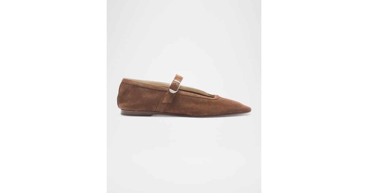 Le Monde Beryl Suede Mary Jane Ballerina Flats in Brown | Lyst