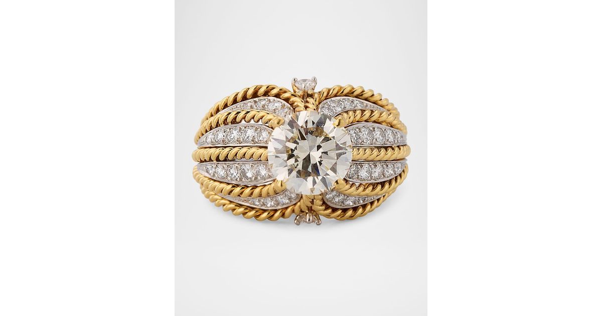 NM Estate Estate Platinum And 18K Diamond Handmade Twisted Wire Rope ...