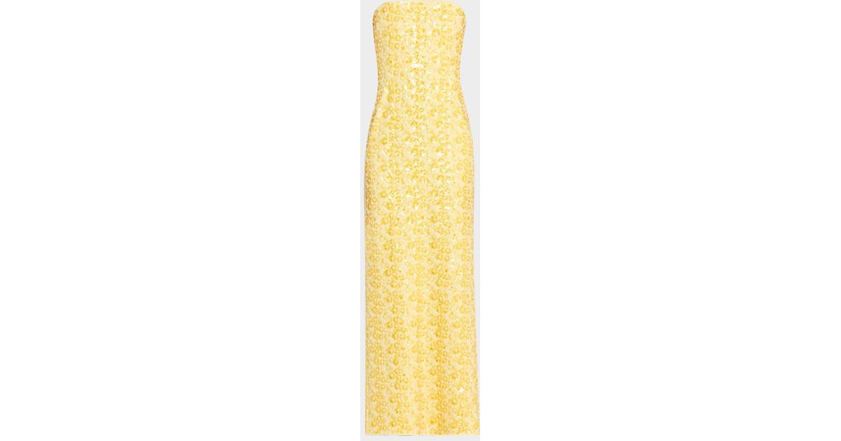 Jonathan Simkhai Savia Strapless Bead & Sequin Column Gown in Yellow | Lyst Jonathan Simkhai Savia Strapless Bead & Sequin Column Gown in Yellow | Lyst