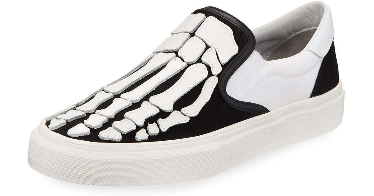 Amiri Skeleton Toe Slip On Leather Sneakers in Black Pattern (Black ...