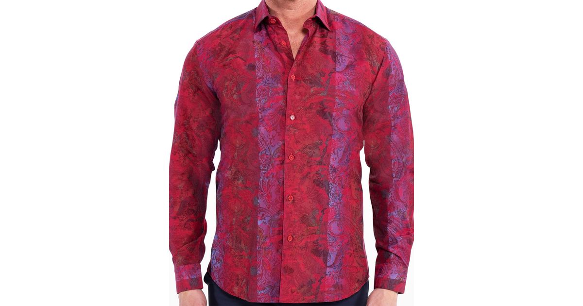 Maceoo Fibonacci Intense Paisley Sport Shirt in Red for Men | Lyst