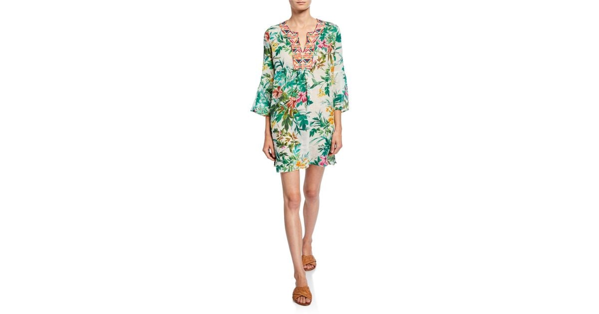 Johnny Was Linen Flare Sleeve Tunic Dress - Save 15% - Lyst