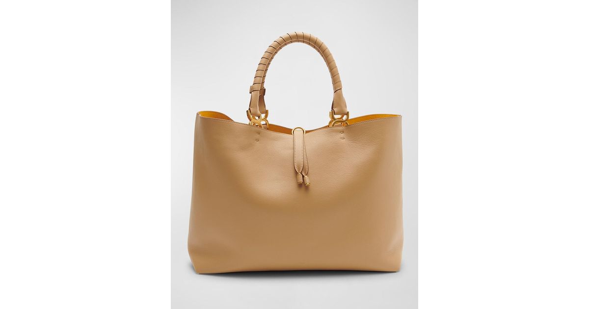 Chloé Marcie grained-leather tote bag - Brown