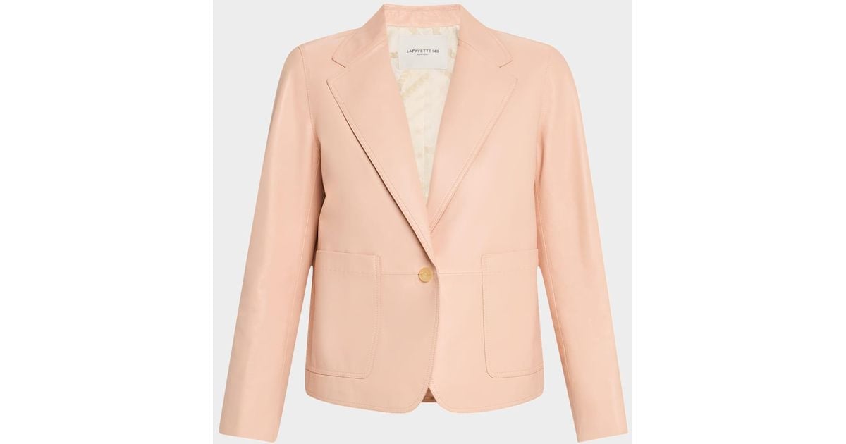 Lafayette 148 New York Single-Button Leather Boyfriend Blazer in ...