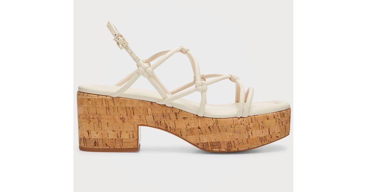 MERCEDES CASTILLO Camille Knotted Leather Platform Sandals in White | Lyst