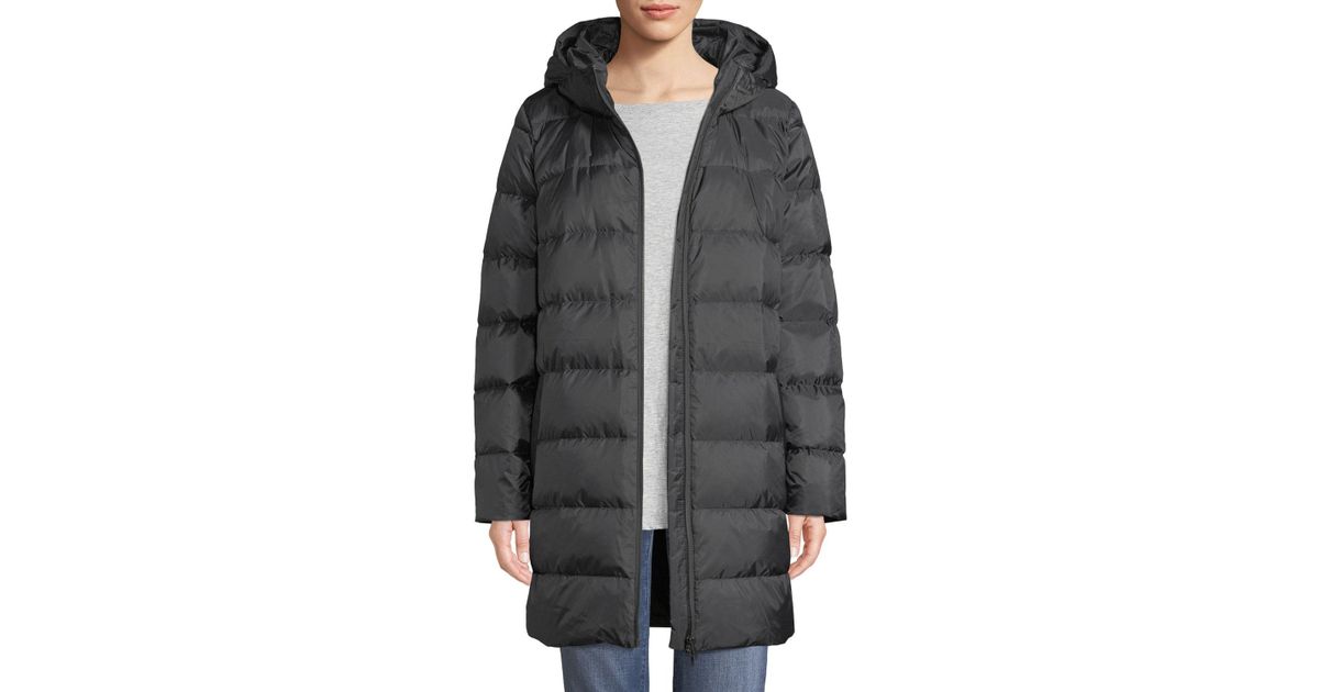 eileen fisher stand collar down coat