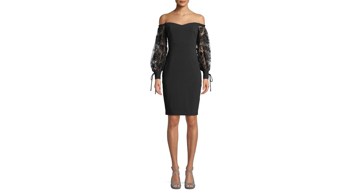 badgley mischka off the shoulder dress