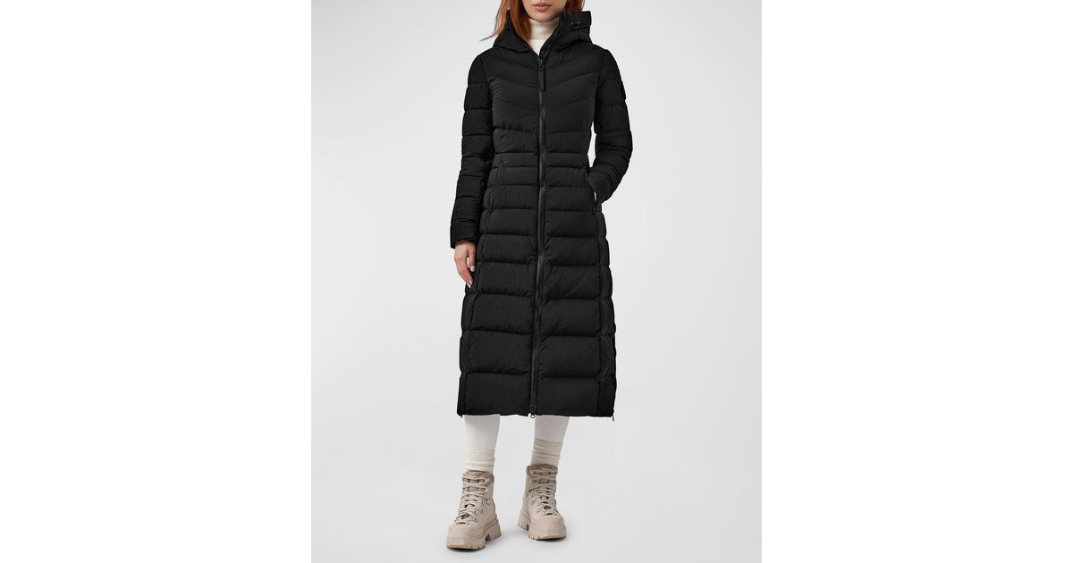 Canada Goose Clair Hooded Long Puffer Coat in Black | Lyst