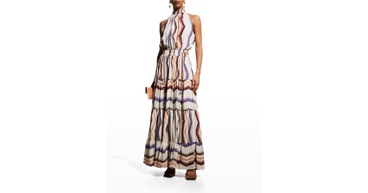 Silvia Tcherassi Nocera Printed Cutout Silk Maxi Dress in White Lyst