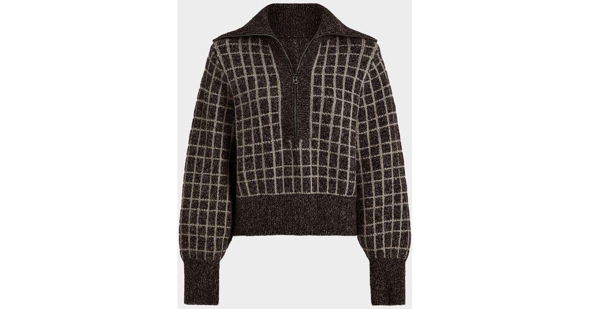 Varley Furley Checkered Boucle Pullover in Black | Lyst