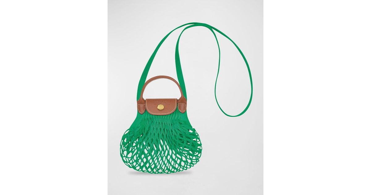 Longchamp Le Pliage Filet Xs Knit Crossbody Bag in Green Lyst